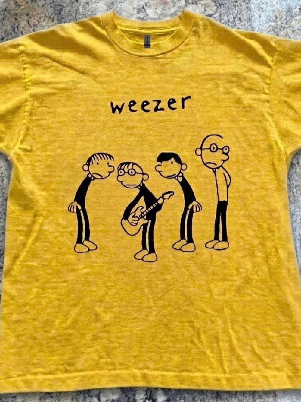 Gildan Yellow Weezer Cartoon Band Tee